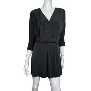Calvin Klein Elbow Open Long Sleeve V-Neck Black‎ Romper